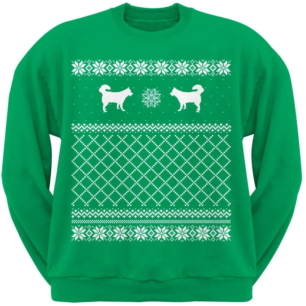 Alaskan Husky Black Adult Ugly Christmas Sweater Crew Neck Sweatshirt