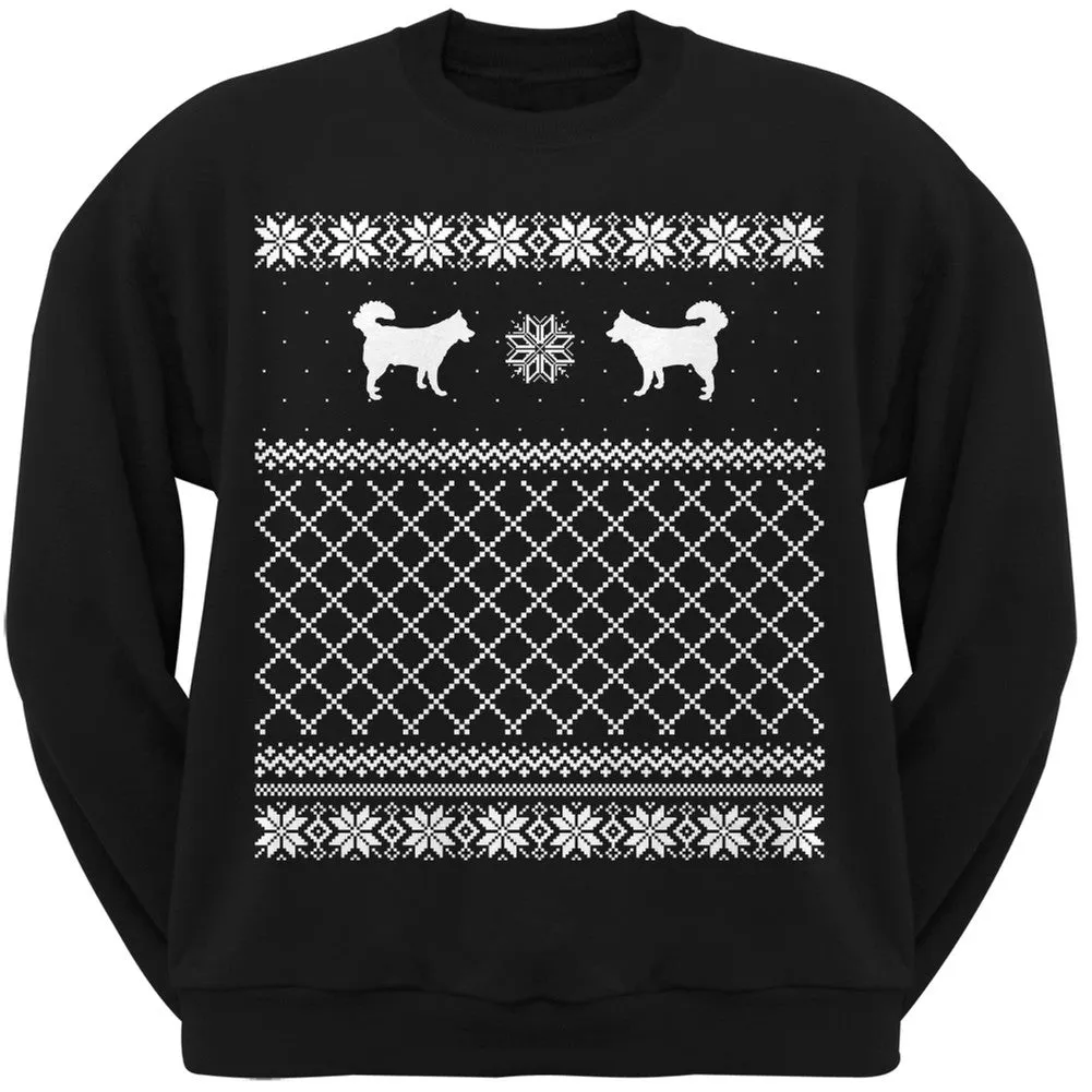 Alaskan Husky Black Adult Ugly Christmas Sweater Crew Neck Sweatshirt