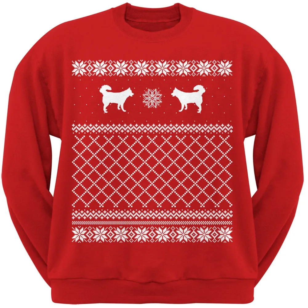 Alaskan Husky Black Adult Ugly Christmas Sweater Crew Neck Sweatshirt