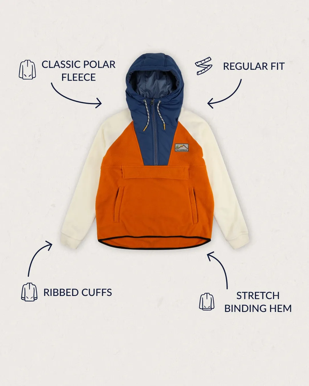 Alexander Recycled Polar Hooded Fleece - Sunrise Orange