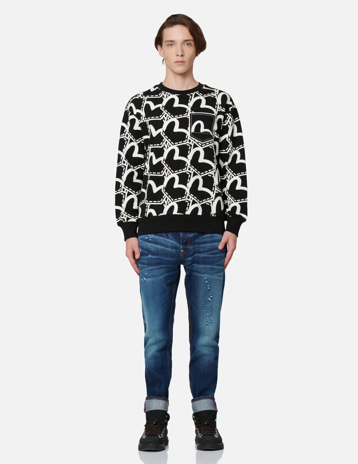 Allover Seagull Pocket Graphic Print Sweatshirt