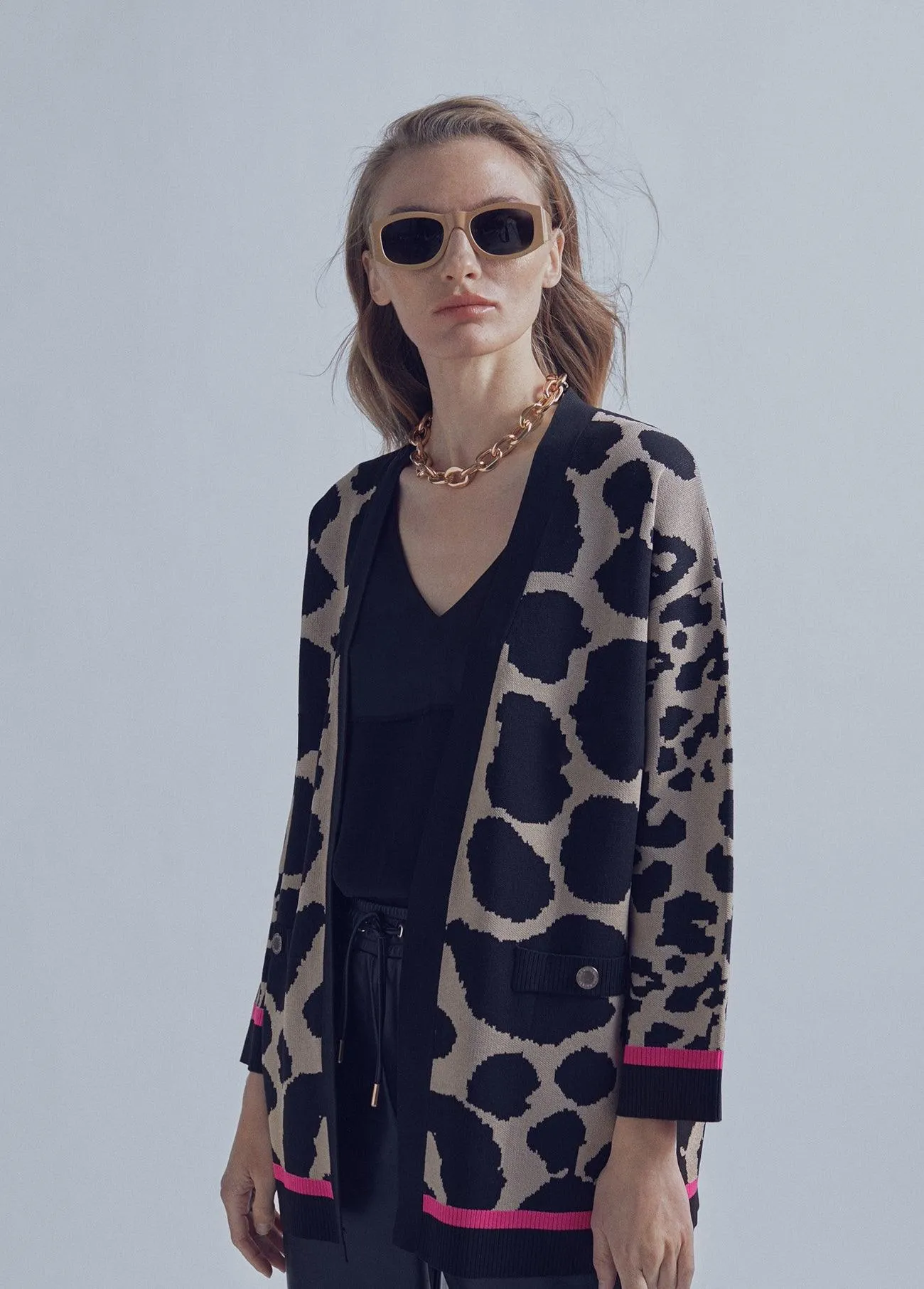 Animal print jacquard cardigan