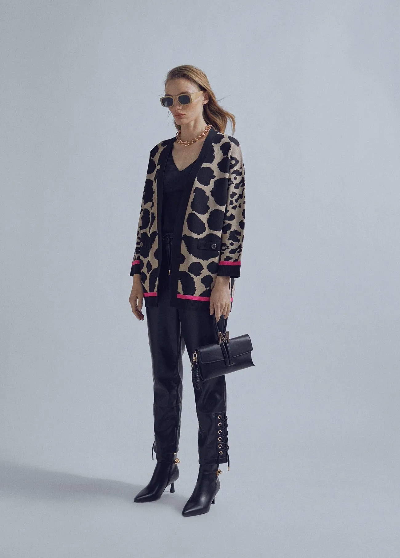 Animal print jacquard cardigan