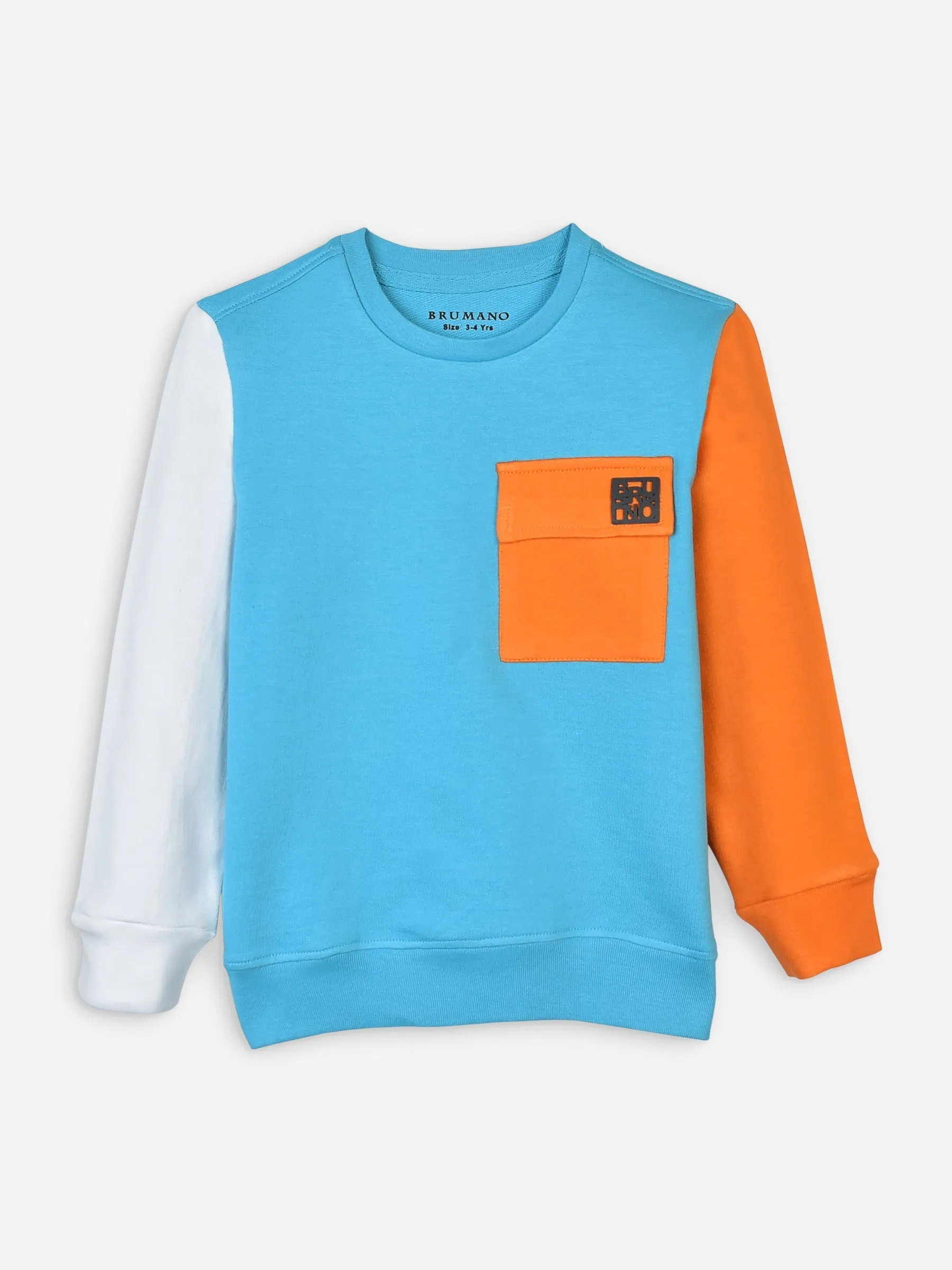 Aqua Blue Sweatshirt With Contrasting Sleeves