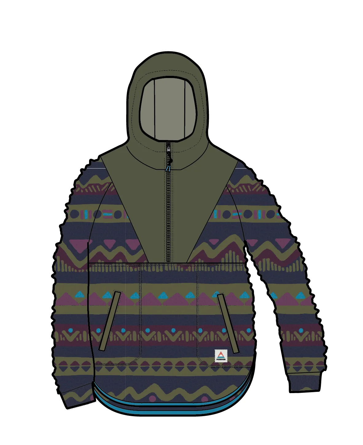 Beaumont Recycled Sherpa Hooded Fleece - Mountain Geo Multi