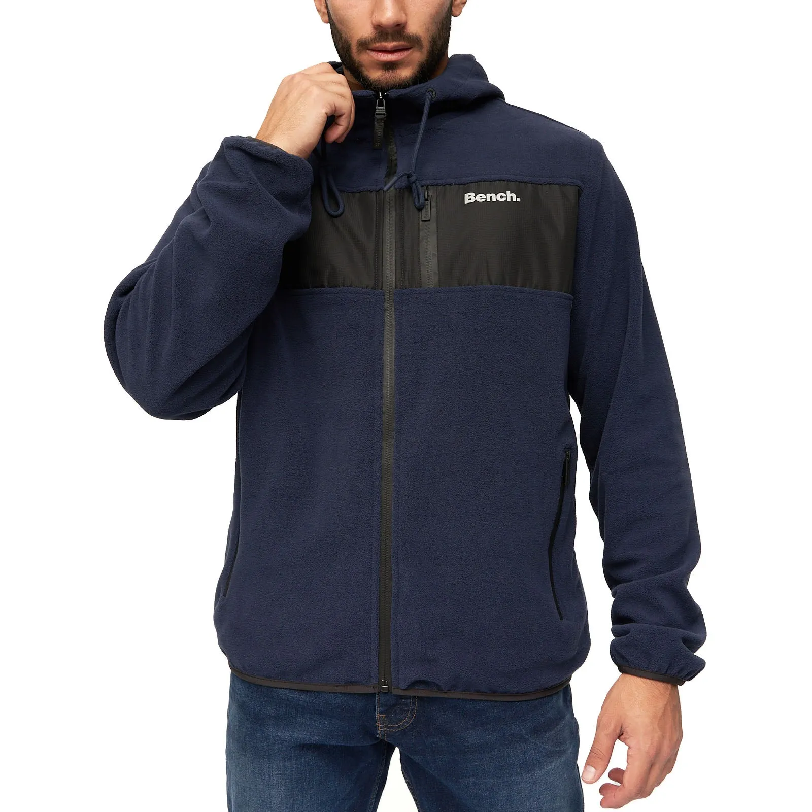 Bench Mens Blaine Full Zip Hooded Fleece Jacket