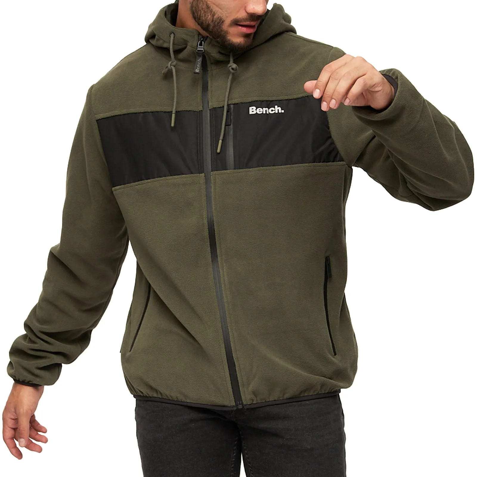 Bench Mens Blaine Full Zip Hooded Fleece Jacket