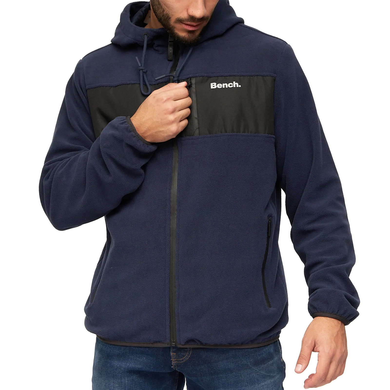 Bench Mens Blaine Full Zip Hooded Fleece Jacket