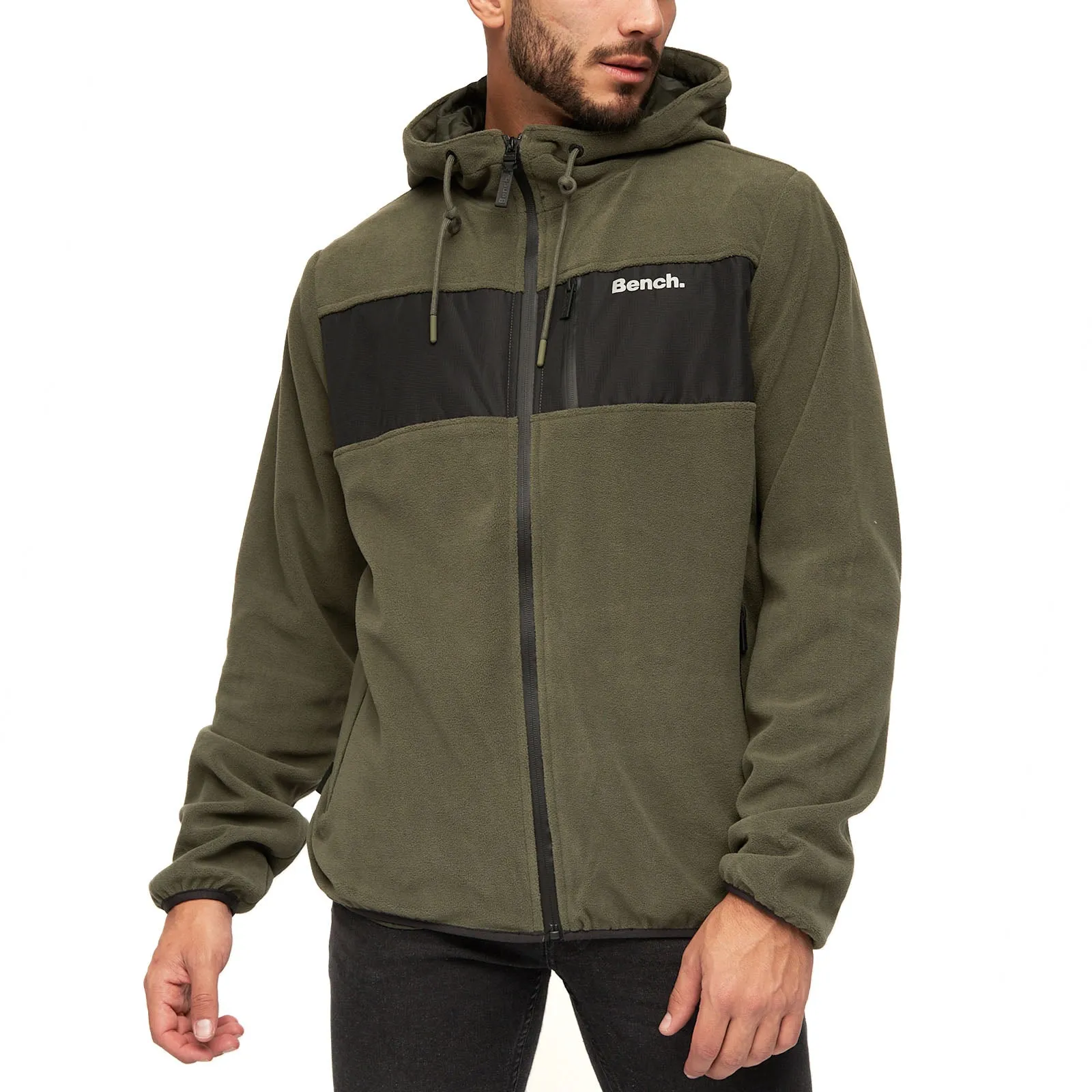 Bench Mens Blaine Full Zip Hooded Fleece Jacket