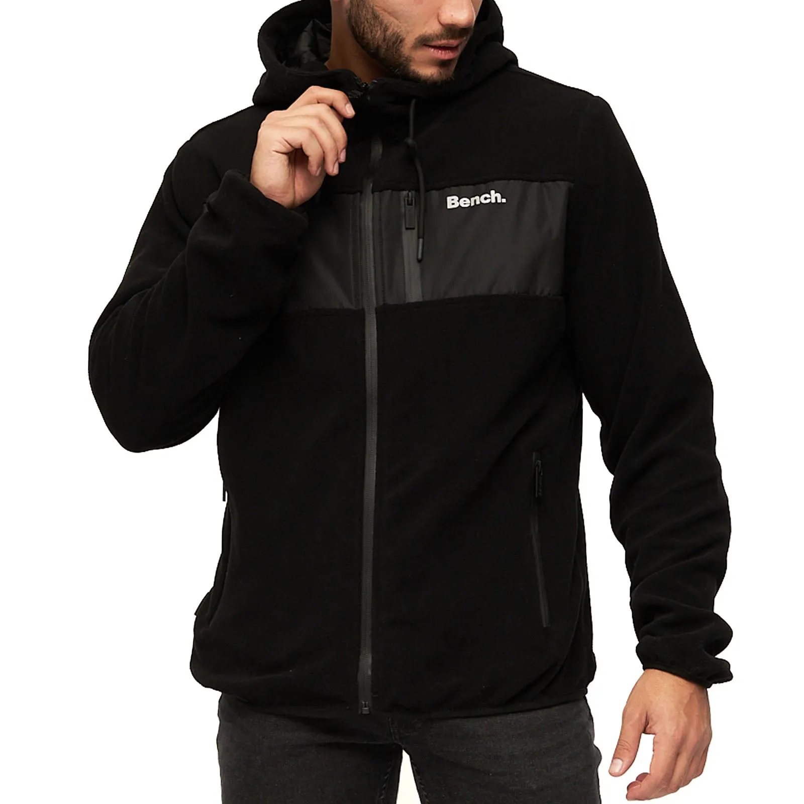 Bench Mens Blaine Full Zip Hooded Fleece Jacket