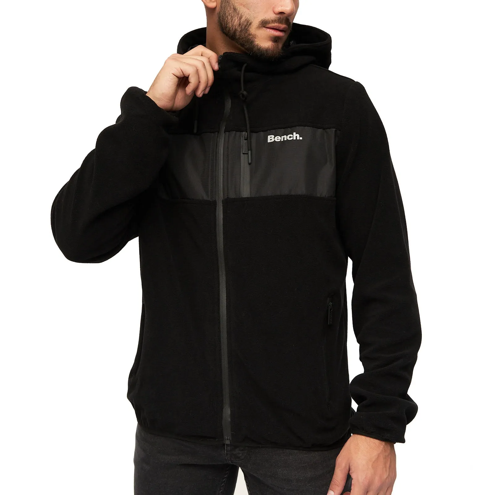 Bench Mens Blaine Full Zip Hooded Fleece Jacket