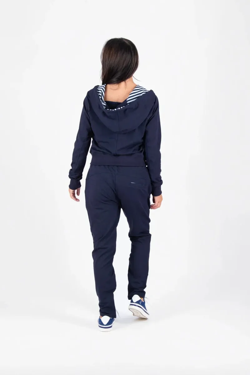 Blue Hooded Zipper Sweatshirt EMILY