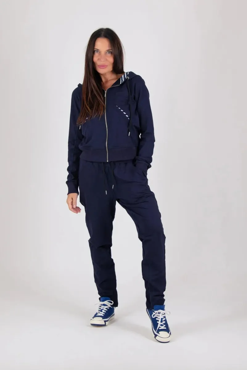 Blue Hooded Zipper Sweatshirt EMILY