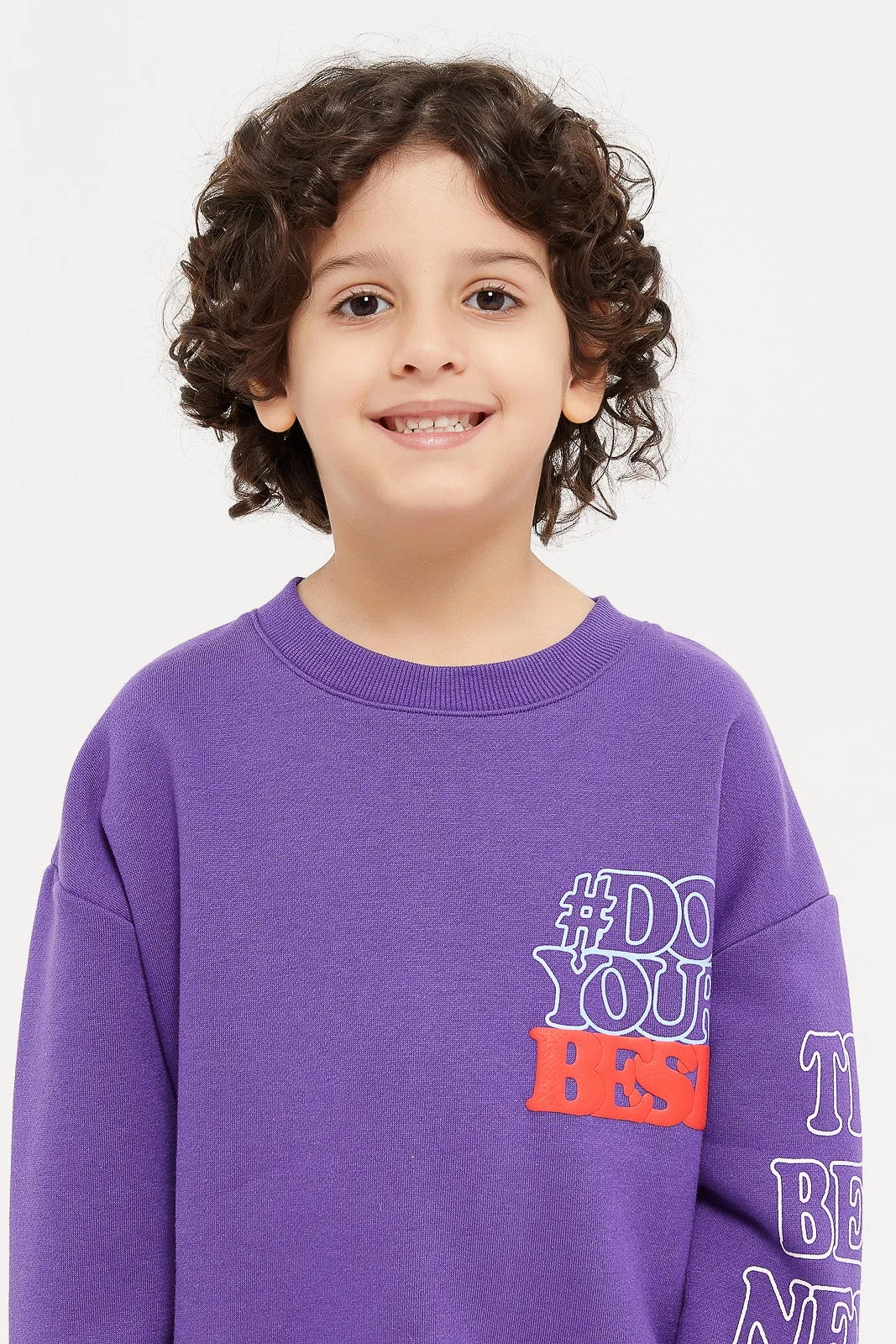 Boys Purple Printed Sweatshirt