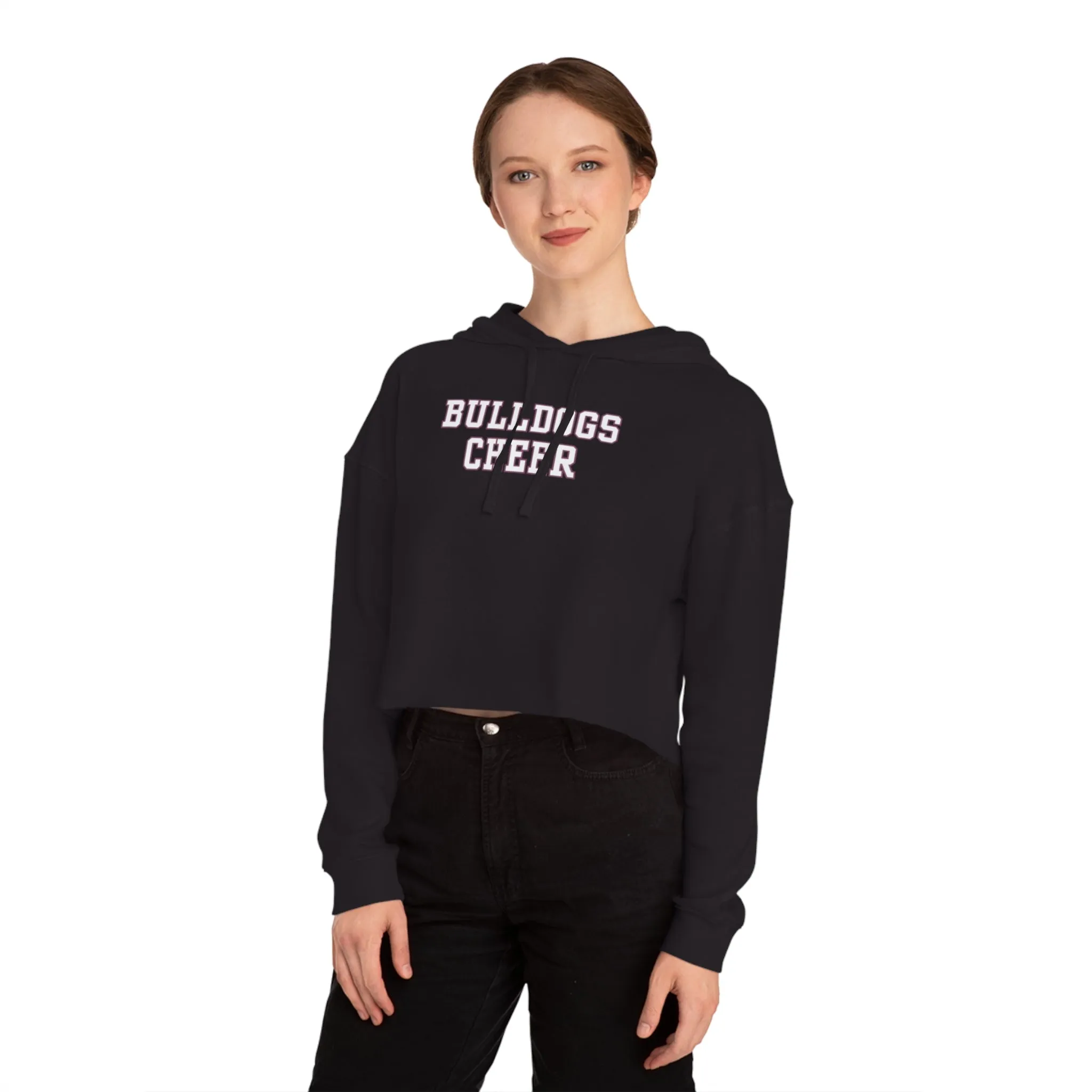 Bulldogs Cheer Crop Sweatshirt, Cheerleader Flyer Family Group Hoodie, Hoodie for Cheerleader Flyer Cropped Hooded Sweatshirt