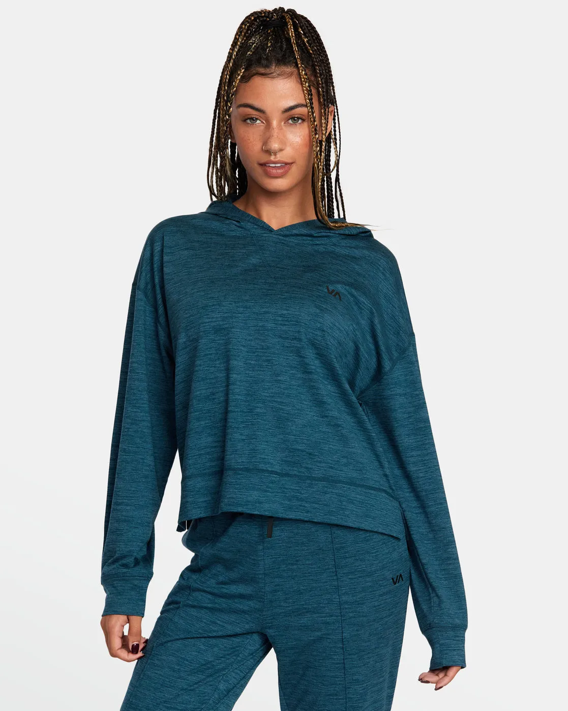 C-Able Cropped Workout Hoodie - Pond