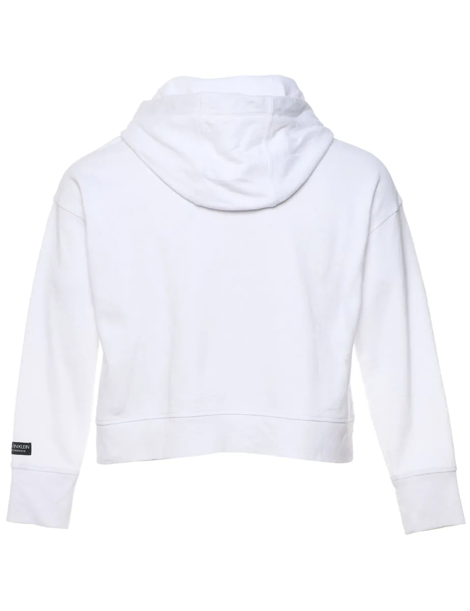 Calvin Klein White Cropped Hoodie - M