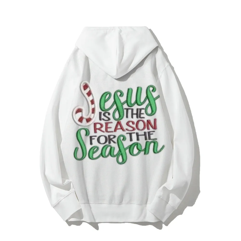 Christmas Jesus Is The Reason Graphic Pullover With Kangaroo Pocket Hoodies