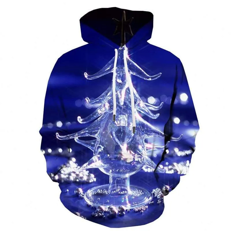 Christmas Sweatshirts men Christmas Tree Hooded Casual Party Hoody Anime