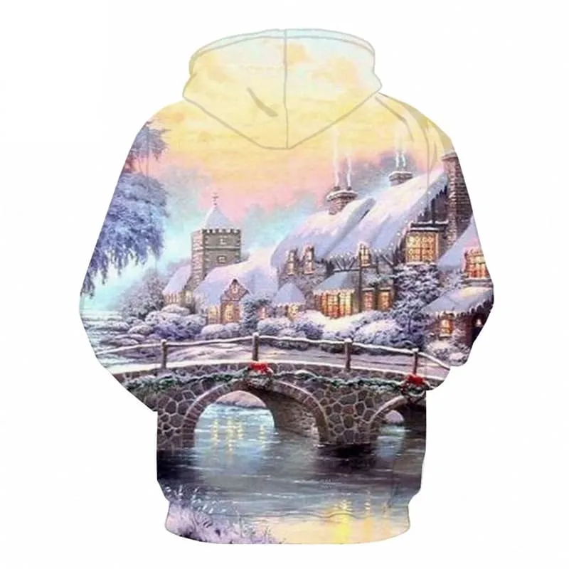 Christmas Sweatshirts men New Year Hooded Casual Tree 3d Printed Snow Hoody Anime