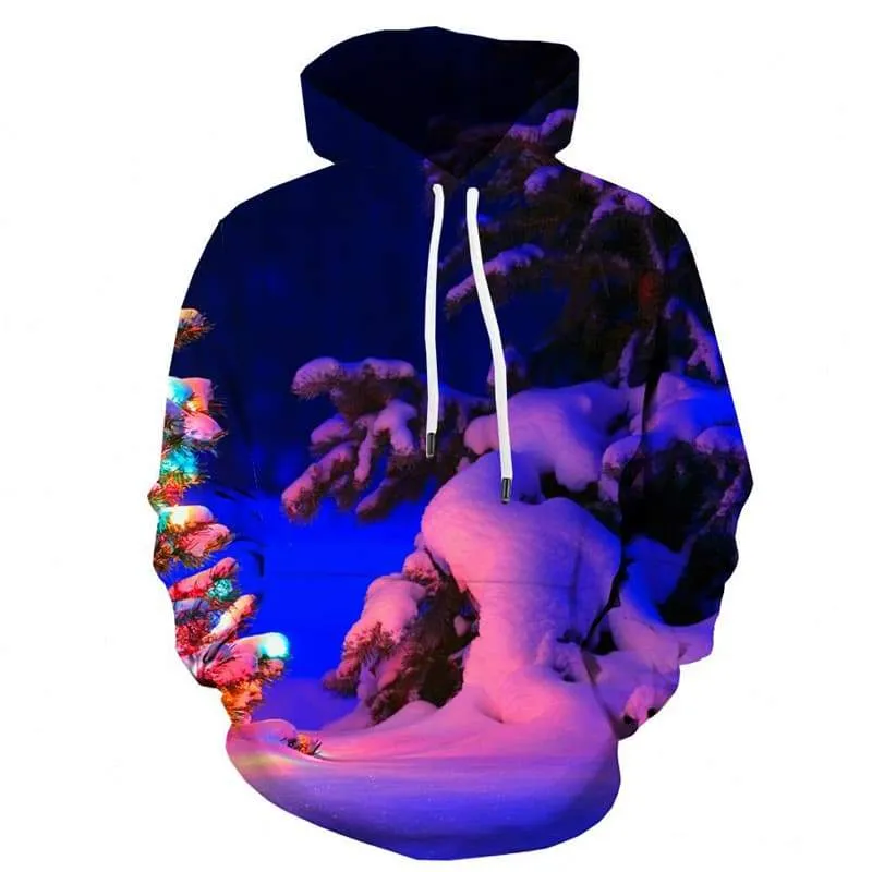 Christmas Sweatshirts men Snow Hoodie Print Tree Hoody Anime Party 3d Printed