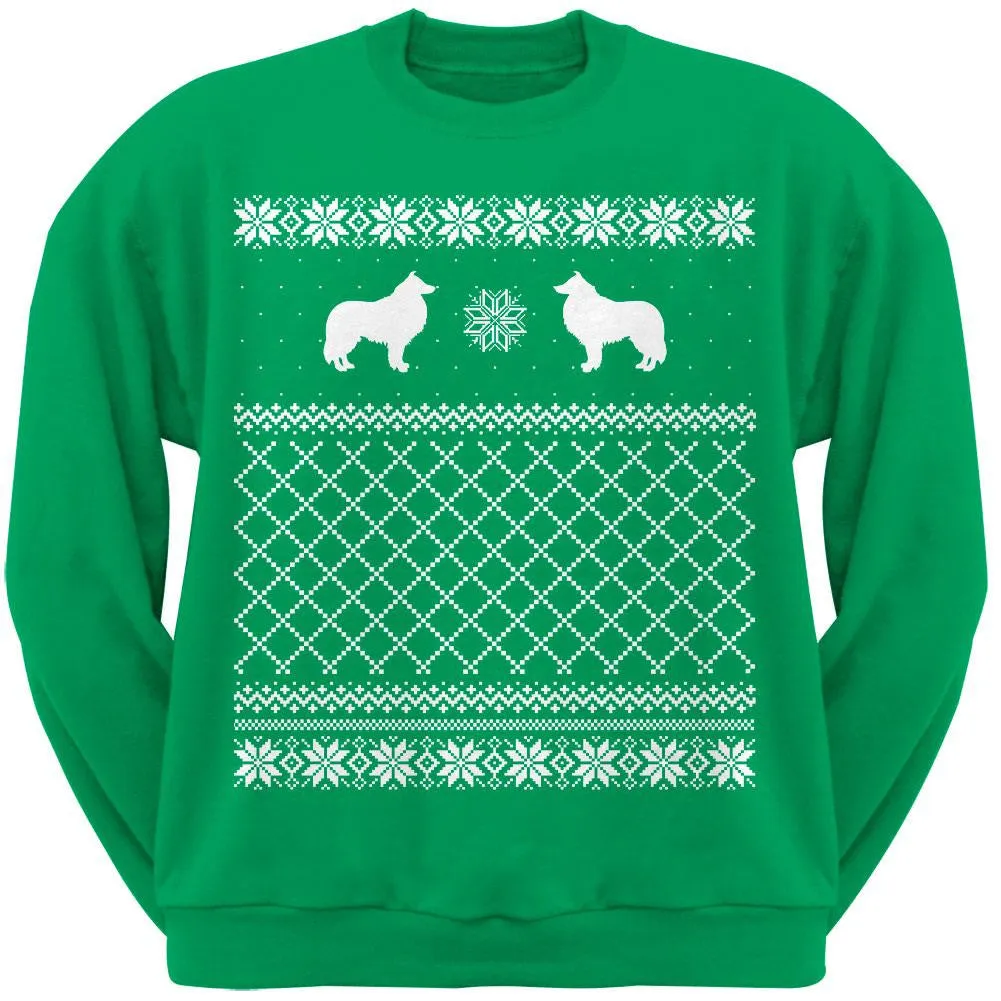 Collie Black Adult Ugly Christmas Sweater Crew Neck Sweatshirt