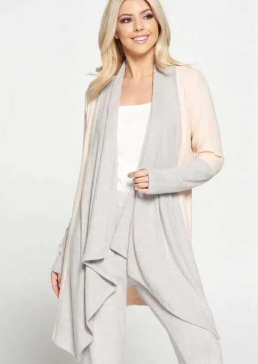 Color Block Draped Cardigan Made in USA