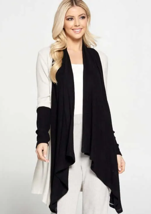 Color Block Draped Cardigan Made in USA