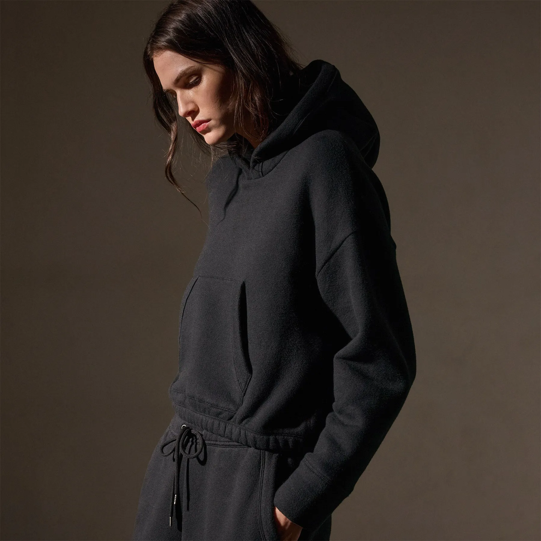 Cozy Hooded Sweat Top - Black