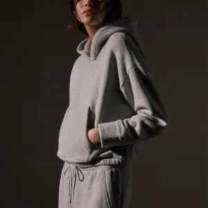 Cozy Hooded Sweat Top - Heather Grey