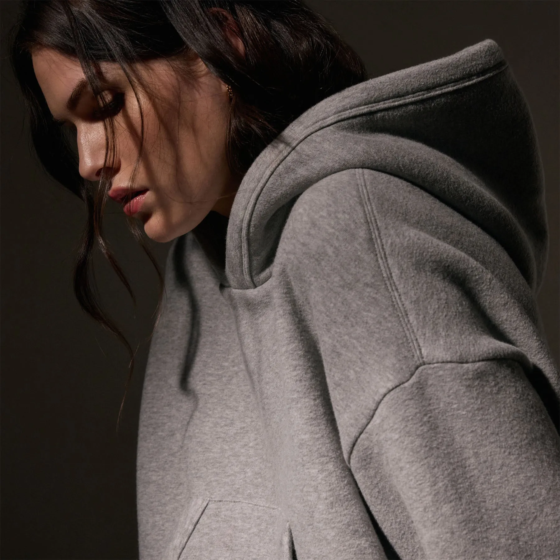 Cozy Hooded Sweat Top - Heather Grey