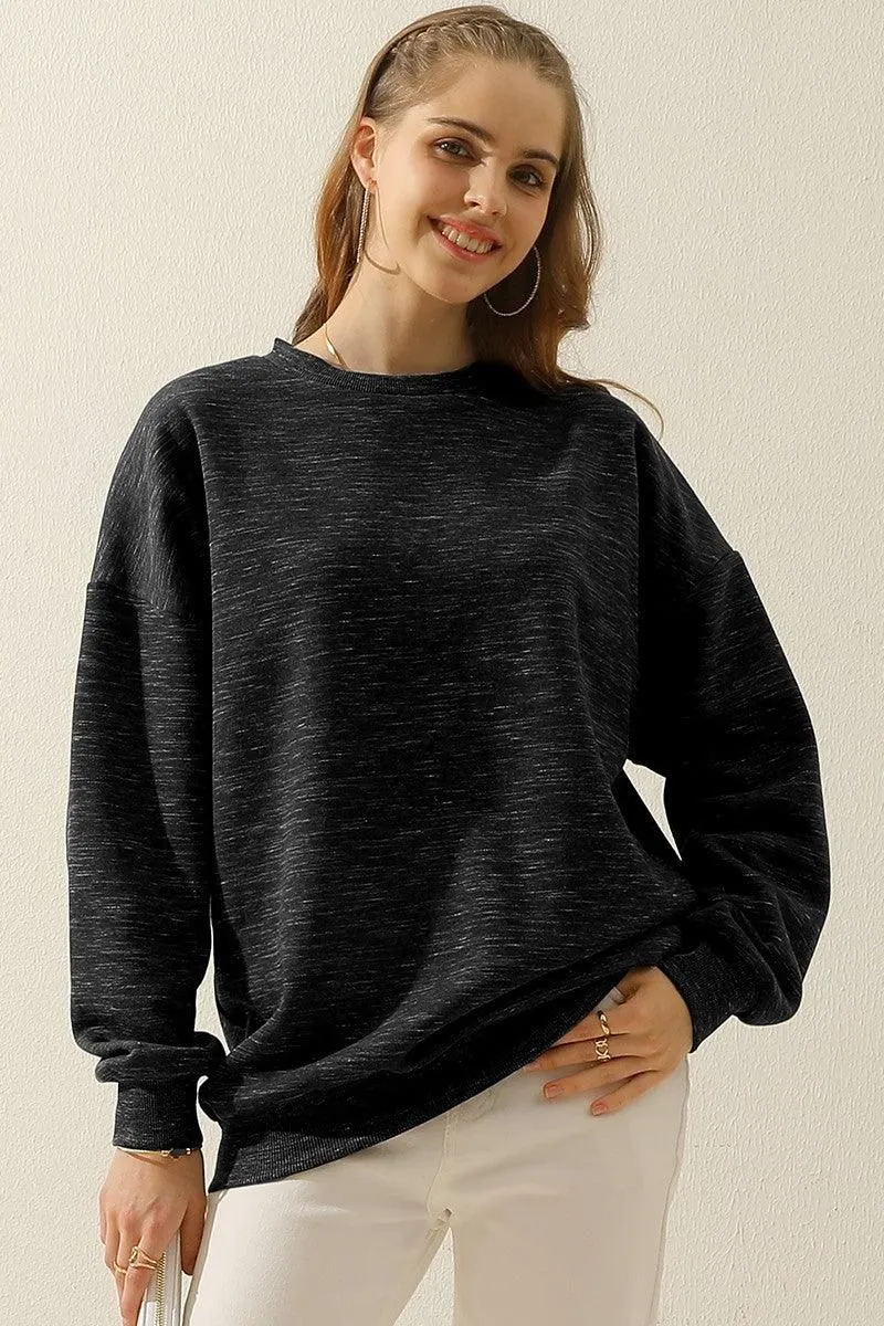 CREW NECK LONG SLEEVE PULLOVER TOPS SWEATSHIRT