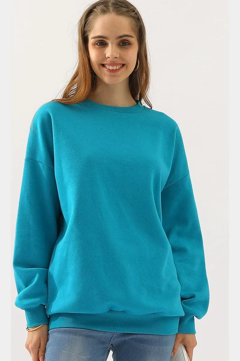 CREW NECK LONG SLEEVE PULLOVER TOPS SWEATSHIRT