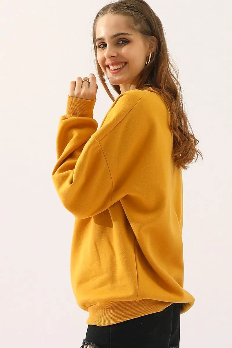 CREW NECK LONG SLEEVE PULLOVER TOPS SWEATSHIRT