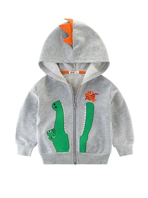 Crocodile Fish Hoodie Long-sleeve Coat Jacket Zip-up Top