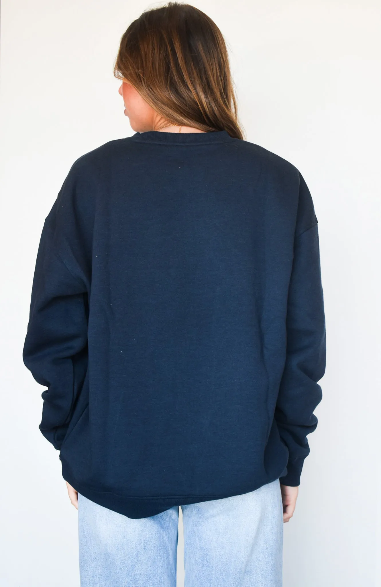 Diana Oversized Fleece Crewneck- Navy