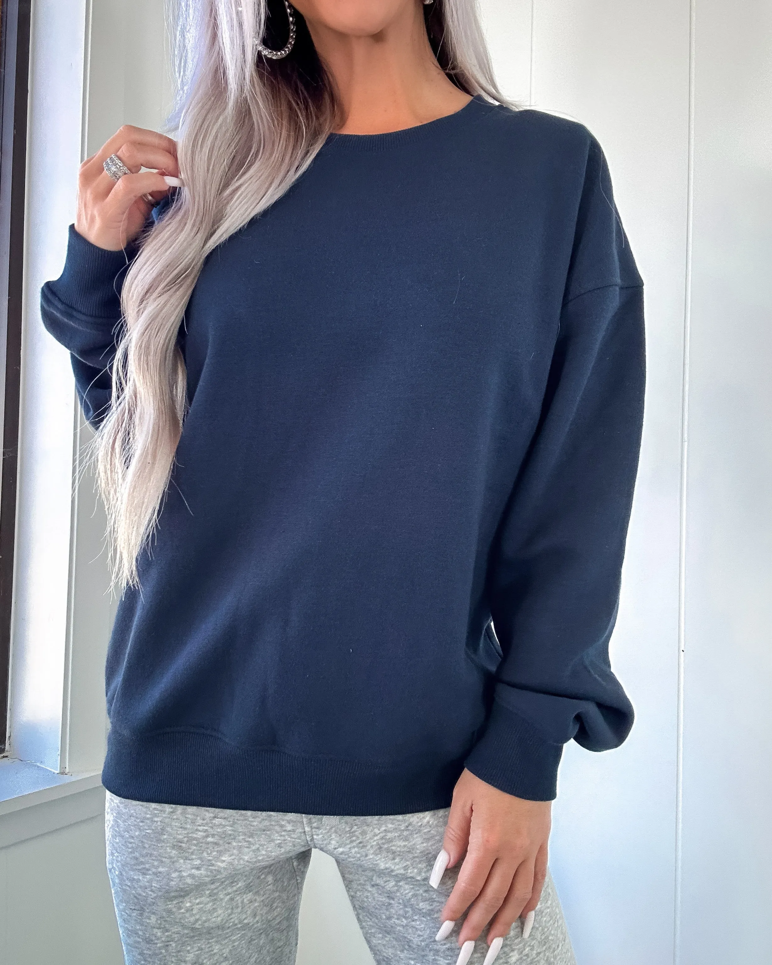 DOORBUSTER Navy Oversized Fleece Sweatshirt