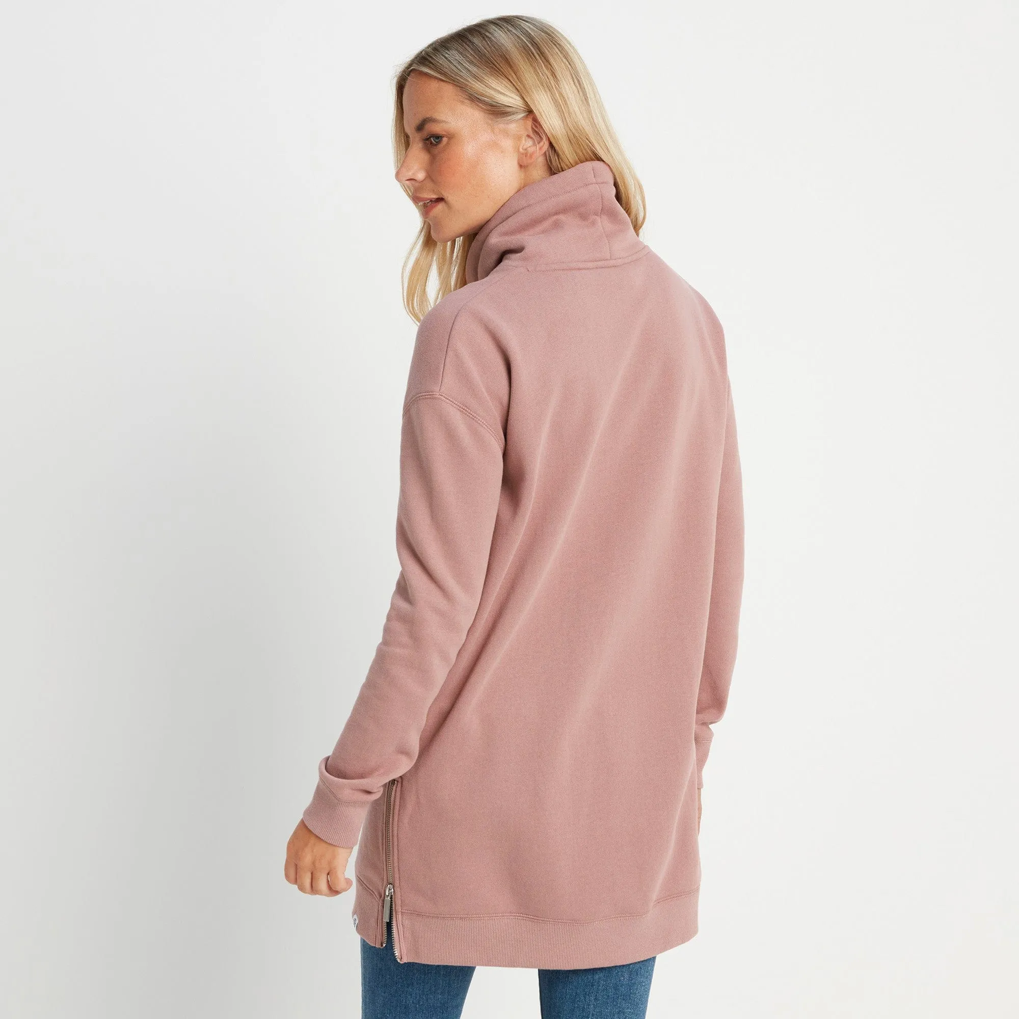 Drakeford Womens Longline Sweat - Faded Pink