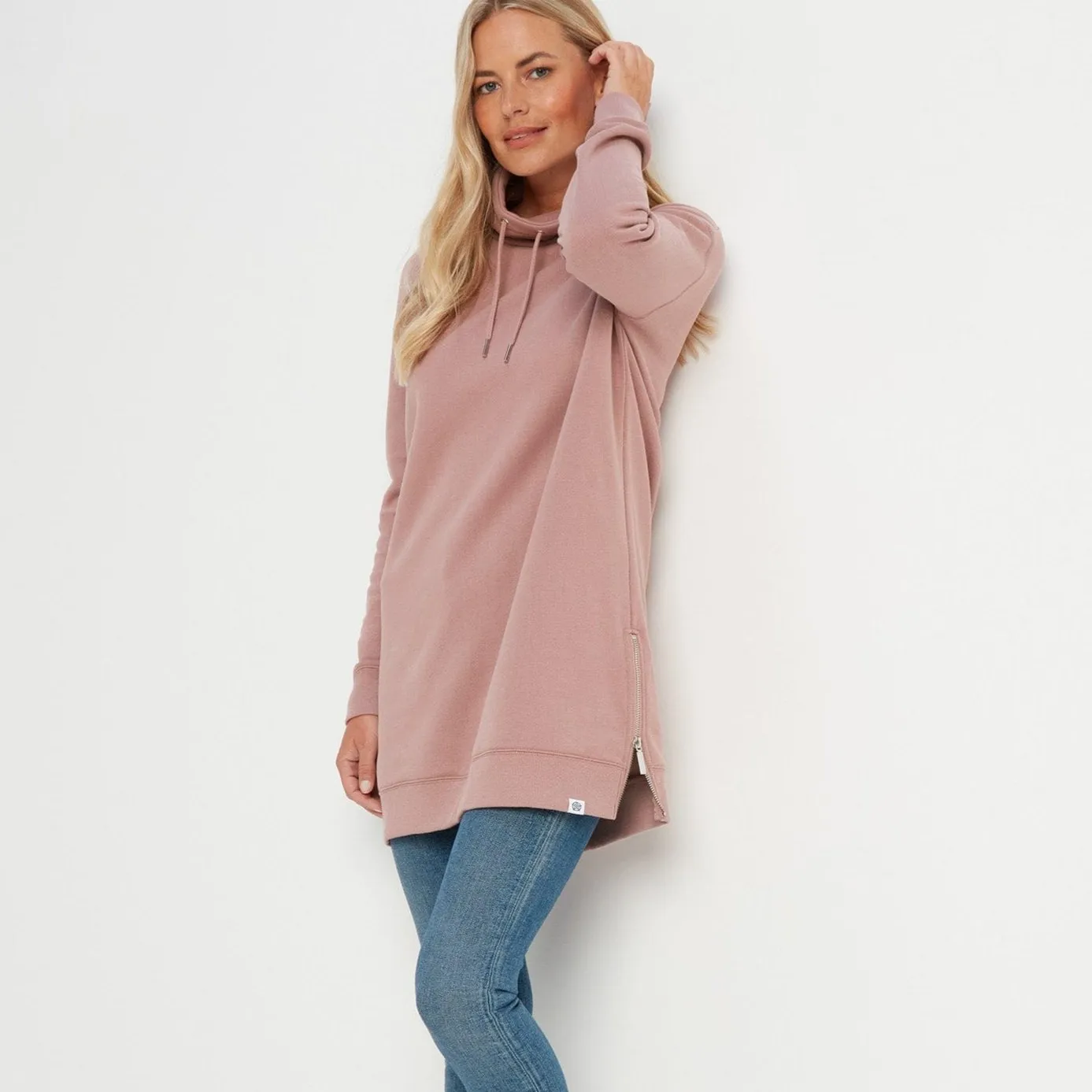 Drakeford Womens Longline Sweat - Faded Pink