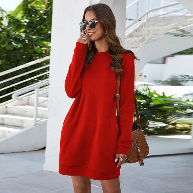 DressBetty - O Neck Long Sleeve Women's Sweatshirt Dress