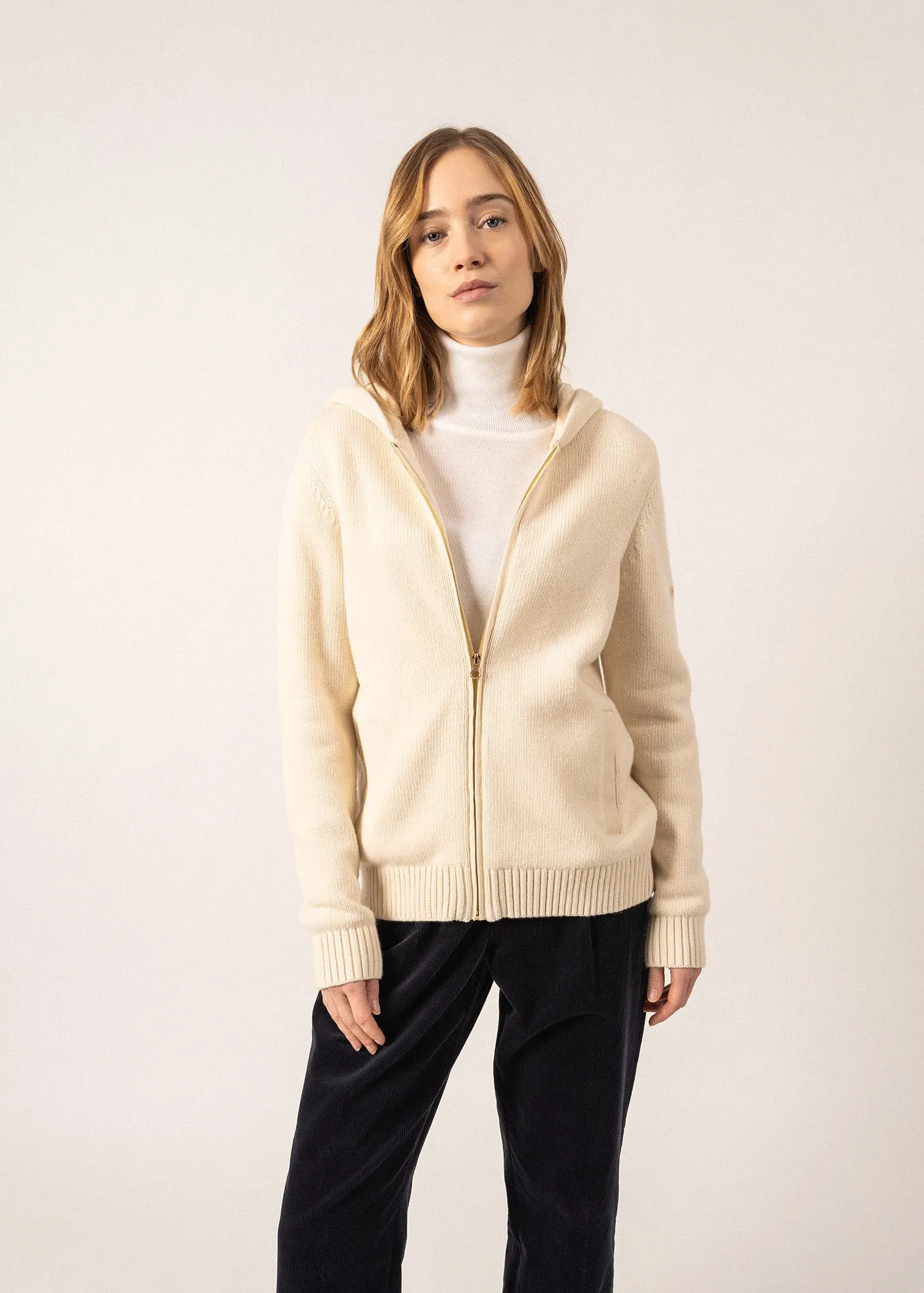 DUBLIN - Zip-up Jacket with Hood  | Wool Blend (IVORY)