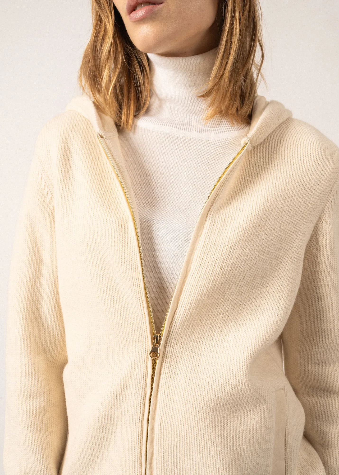 DUBLIN - Zip-up Jacket with Hood  | Wool Blend (IVORY)