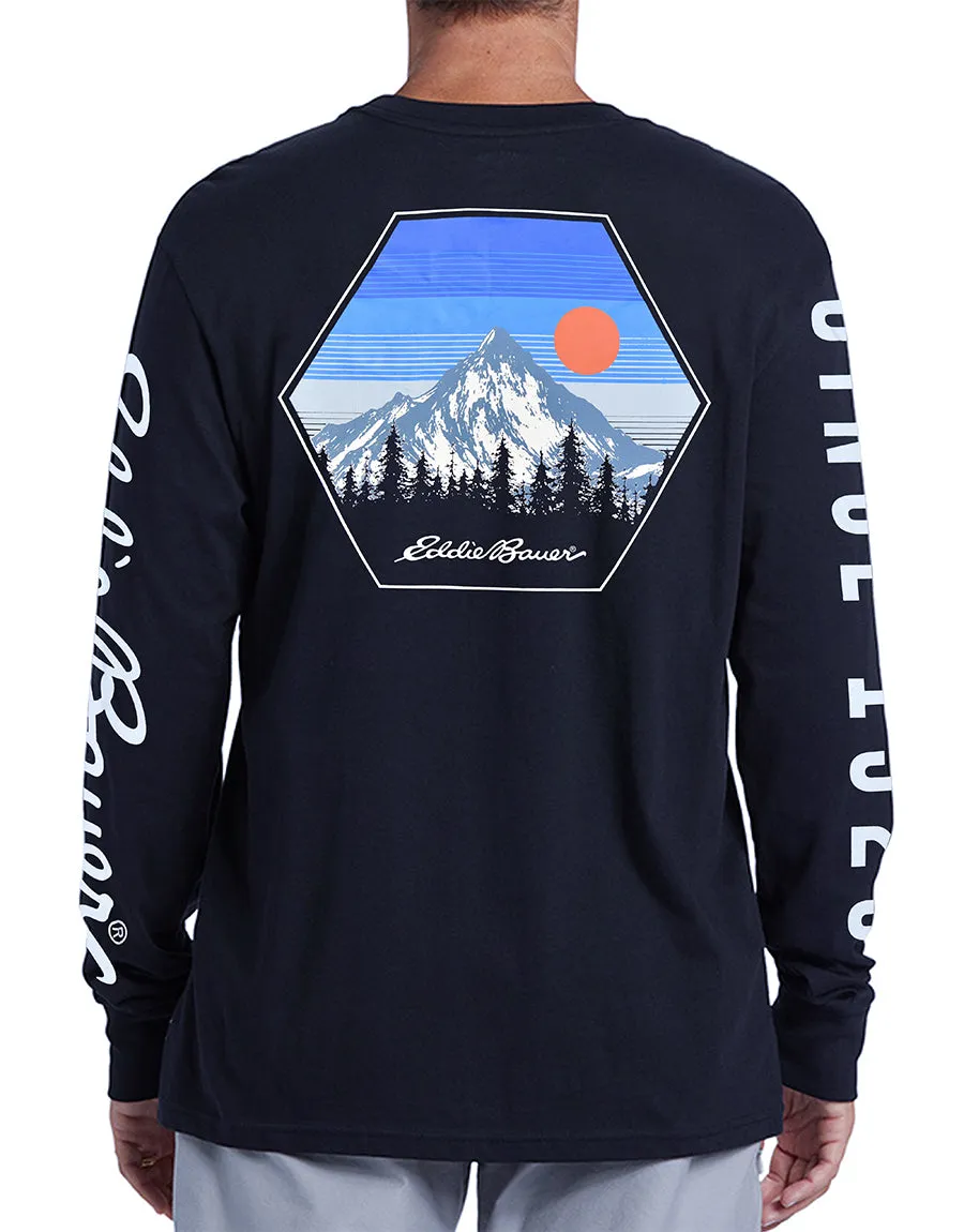 EDBR Men's Since 1920 Mountain Printed Crew Neck T-Shirt Full Sleeve