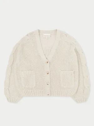 EMBLEM OVERSIZED KNIT CARDIGAN - STONE