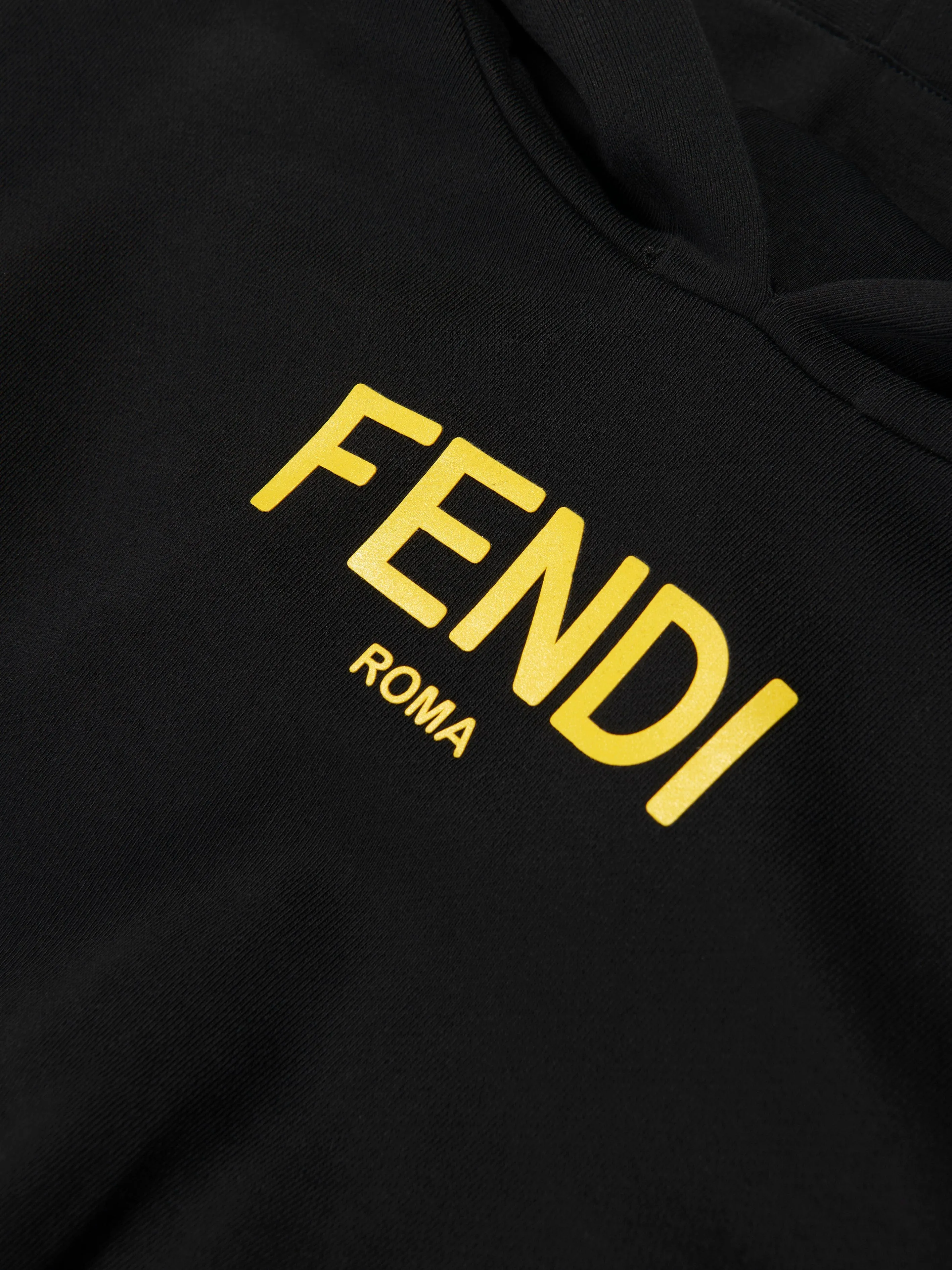 Fendi Girls Cropped Logo Hooded Sweatshirt in Black