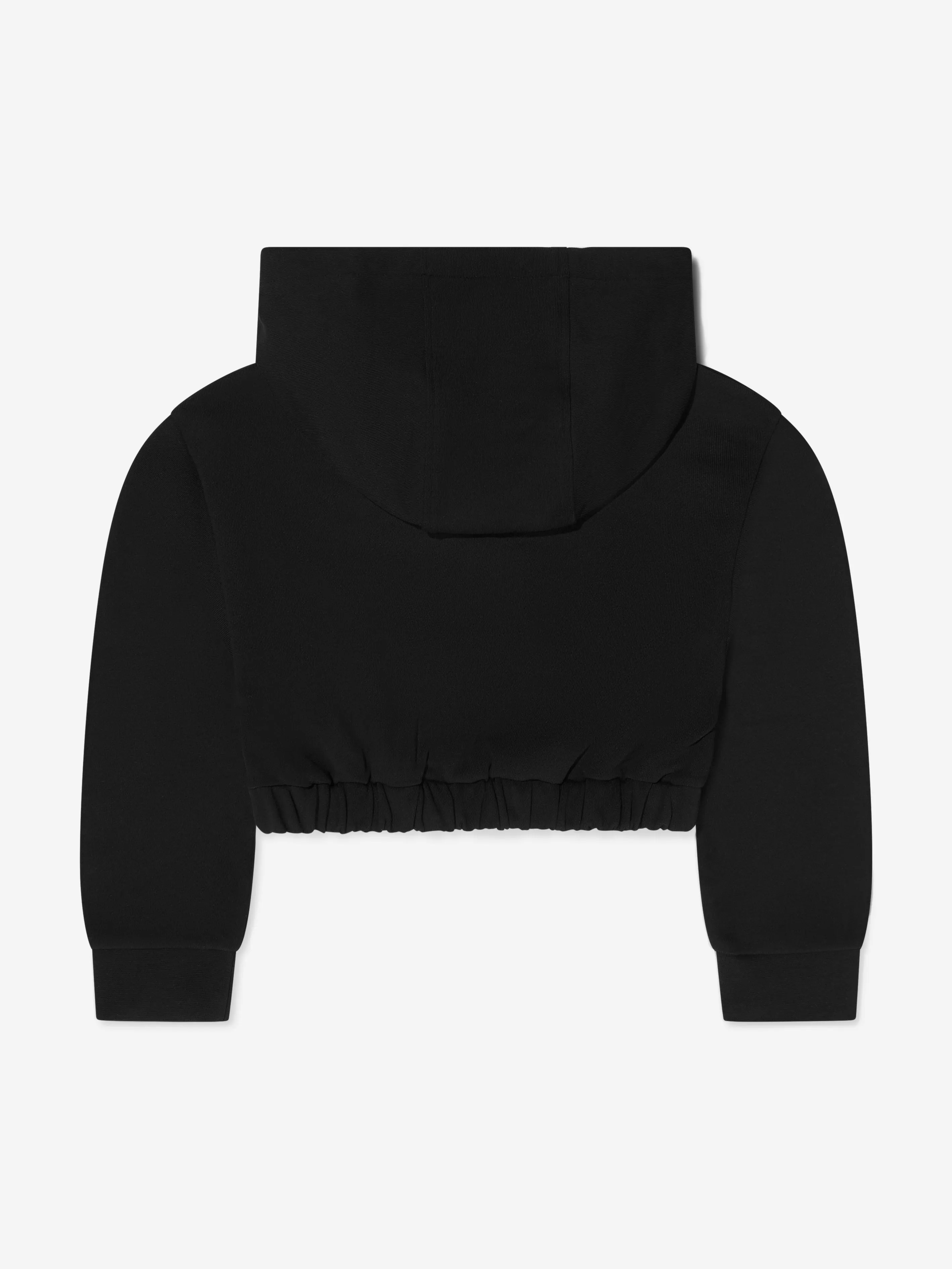 Fendi Girls Cropped Logo Hooded Sweatshirt in Black