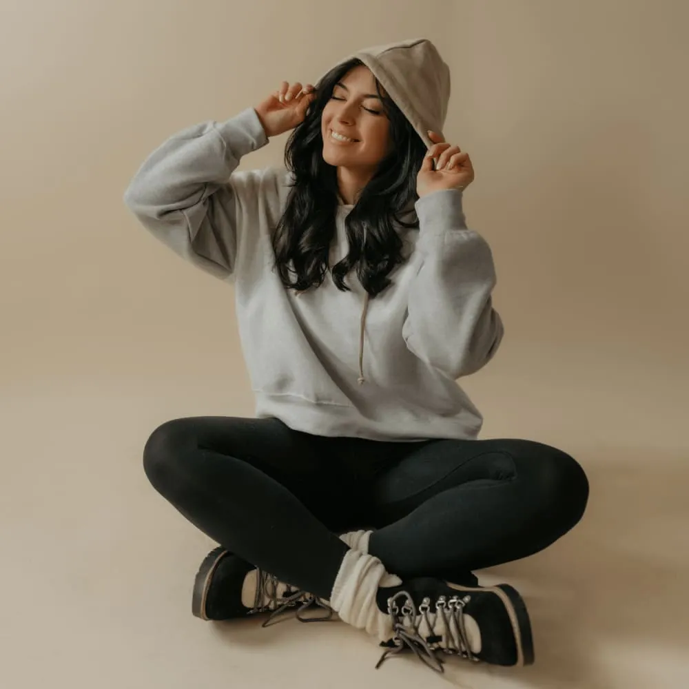 Fleece Color Block Cropped Hoodie