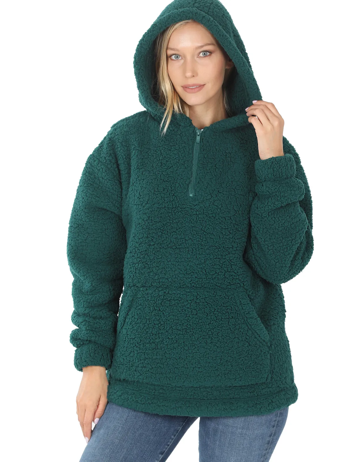 Fleece Sherpa Hooded Pullover (FWT1308)