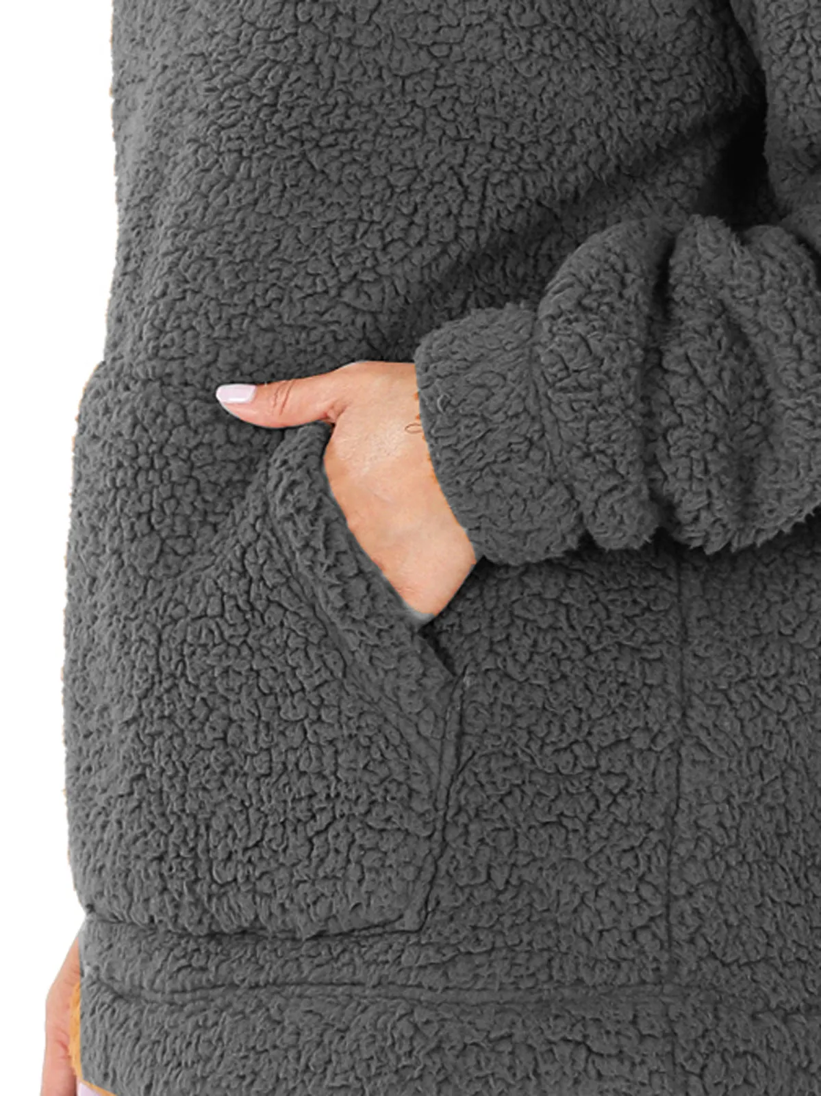 Fleece Sherpa Hooded Pullover (FWT1308)