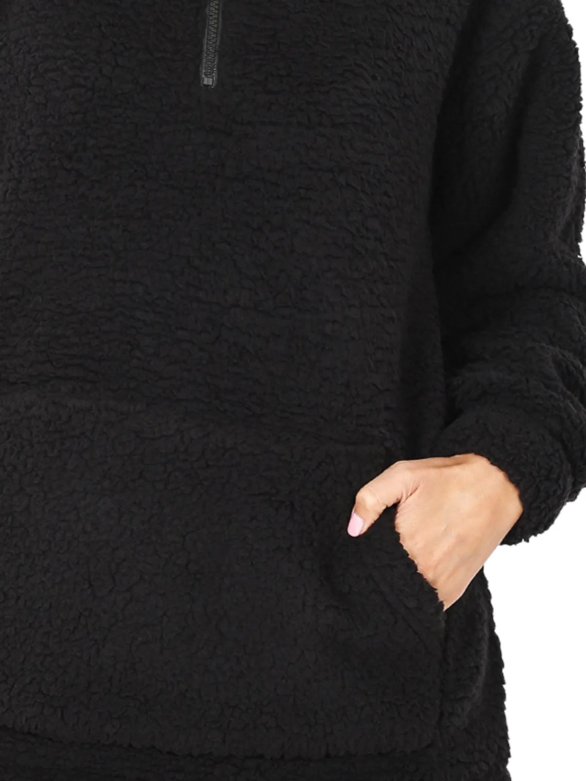 Fleece Sherpa Hooded Pullover (FWT1308)